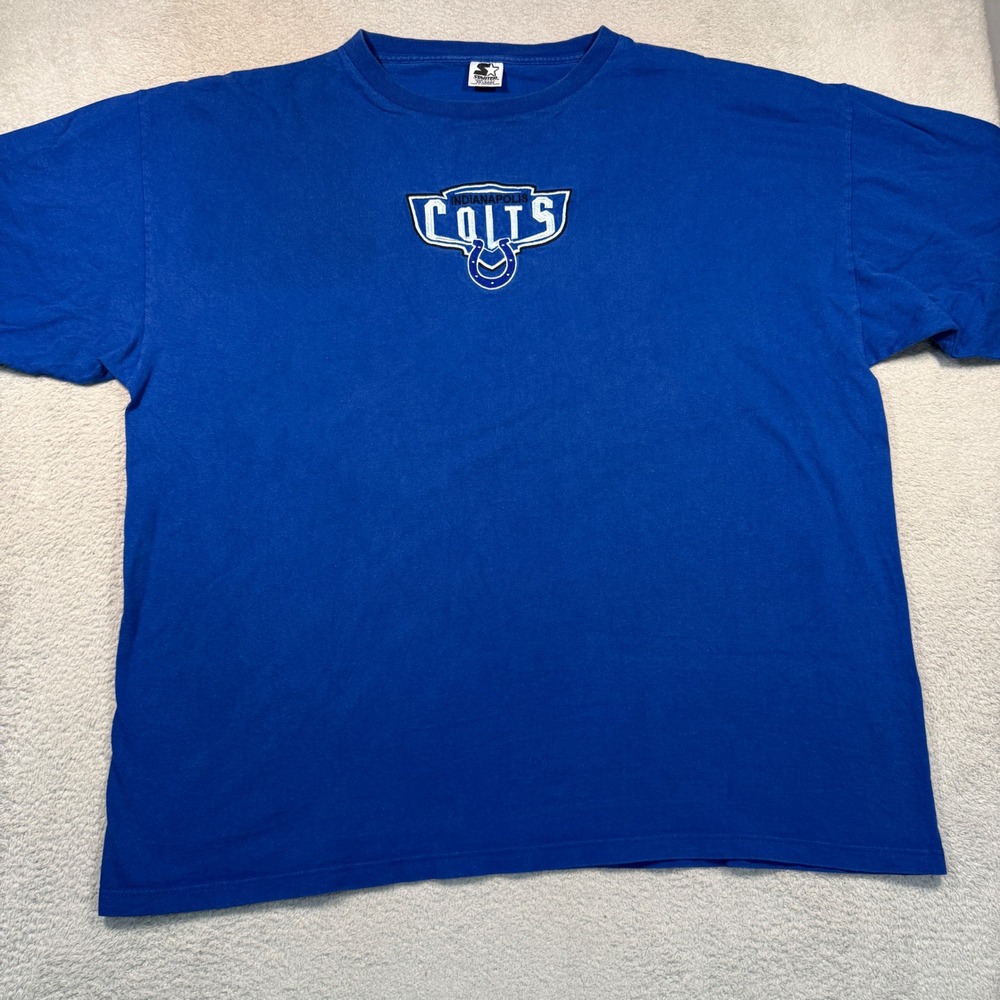 Vintage 90s Starter Indianapolis Colts Tee Men XXL Blue NFL Embroidered USA Made